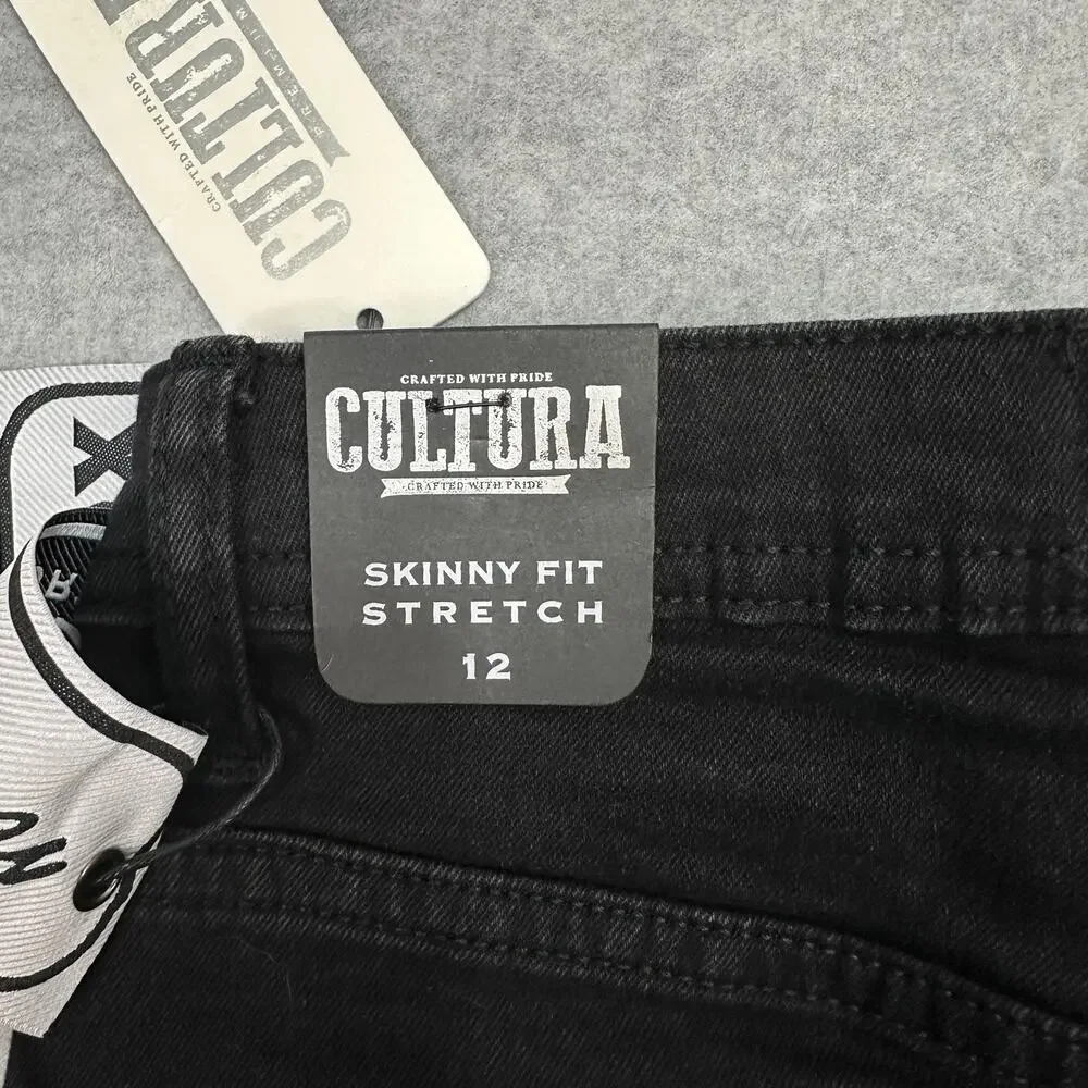 Premium Cultura Jeans Black Wash Mid Rise Boys 12 Skinny Stretch Denim Casual